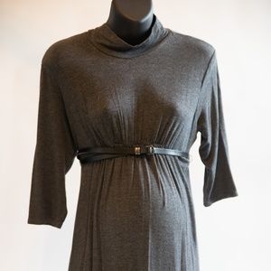 Charcoal Empire-Waist Maternity Blouse WITH BELT